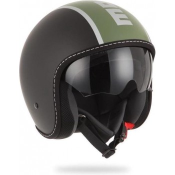 MOMO DESIGN Helm Jet Blade Zwart Mat Khaki Logo Zwart