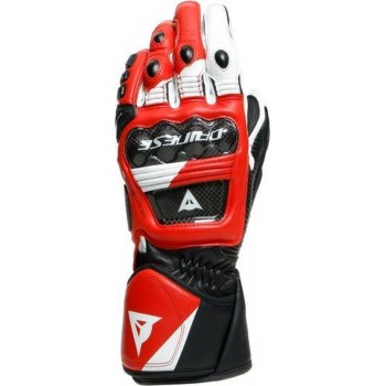 Dainese Druid 3 Black White Lava Red Motorcycle Gloves XL