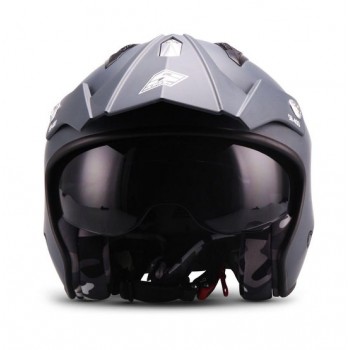 SOXON SR-400 Mono Navy blauwe jethelm, scooter helm, motorhelm dames, heren met zonnescherm en vizier, hoofdomtrek 61 - 62 cm XL