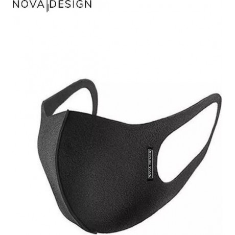 Mondkapje wasbaar - Wasbaar mondkapje - Geschikt voor ov en openbare ruimtes - Zwart - Nova Design