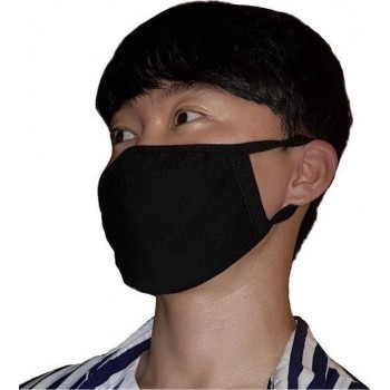 Katoenen anti-stof mondmasker, mondkapje voor volwassen zwart uitwasbaar
