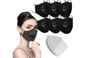 Set 6 Stuks Uitwasbare mondmasker mondkapje Katoen | zwart | Face Mask | Gezichtsmasker + 10 Filters
