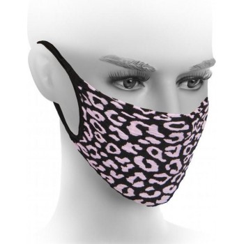 FIORE mondmasker panther print in de kleur zwart/roze niet medisch herbruikbaar