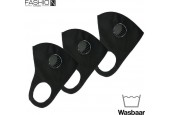 Fashion Mask Mondkappen Wasbaar Met Ventiel - 3 Pack - Zwart