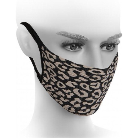 FIORE mondmasker panterprint zwart/nude niet medisch herbruikbaar