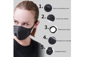 5 X Uitwasbare  mondmasker met uitlaat ventiel / zwart