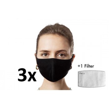 Face Mask - Set van 3 - Wasbaar - Mondmasker - Gezichtsmasker - Mondkap - Maat S/M
