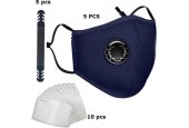 5 pack mondmasker - mondkapje met ademfilter blauw - complete set