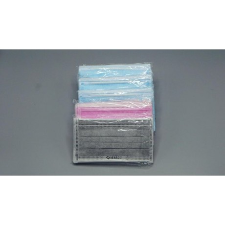 LEHACO mondkapje 4 LAAGS| OV mondmasker | wegwerp | niet medisch | 50 stuks. Blauw/Roze/ zwart mix Color