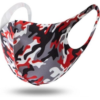 Wasbaar mondkapje Camouflage print ‘Rood’