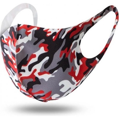 Wasbaar mondkapje Camouflage print ‘Rood’