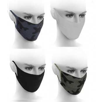 Herbruikbare Wasbare mondmasker mondkapje in 4 kleuren met Oeko-Tex Standard 100 label 4 stuks  Zwart / Army Green  / Grijs