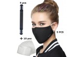 5 pack mondmasker – fashion mondkapje zwart – complete set
