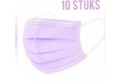 Set van 10 stuks lila wegwerp mondkapjes