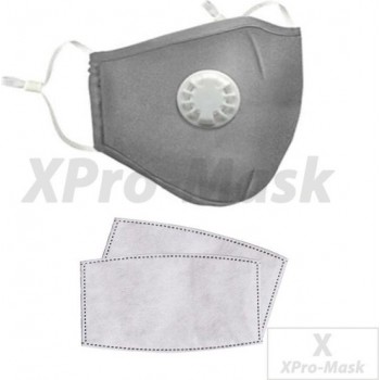 XPRO-MASK Masker grijs | Met Beluchtingsklep | Adem gefilterde lucht in | Uitwasbaar