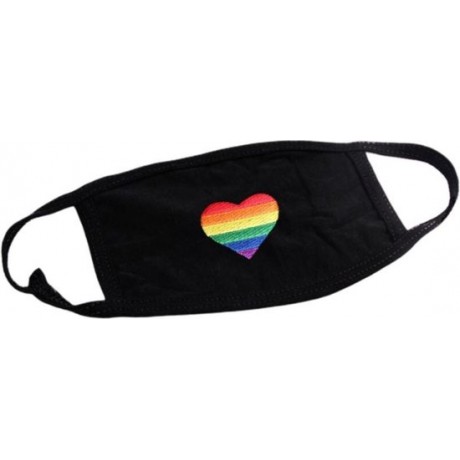 Mondkapje LGBTQ Hartje|Mondmasker|Pride|Gaypride|Zwart|Regenboog|1 stuks