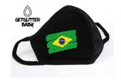 GetGlitterBaby - Niet Medisch Katoenen Mondkapje Zwart / Wasbaar Mondmasker Katoen - Brazilië / Braziliaanse Vlag