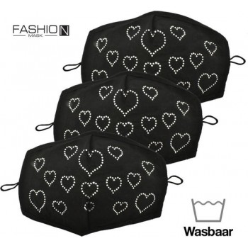 Fashion Mask Mondkappen Wasbaar - 3 Pack - Hearts