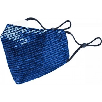 Glitter mondkapje wasbaar | blauw | met katoen en pailletten| mondmasker | verstelbaar