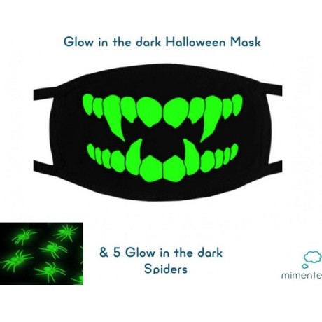 Glow in the dark Mondkapje - Vampier Masker - Halloween Masker - Halloween Mondkapje - Mondmasker Glow in the dark