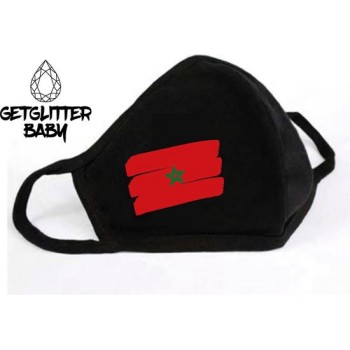 GetGlitterBaby - Niet Medisch Katoenen Mondkapje Zwart / Wasbaar Mondmasker Katoen - Marokko / Marokkaanse Vlag