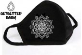 GetGlitterBaby - Niet Medisch Katoenen Mondkapje Zwart / Wasbaar Mondmasker Katoen - Mandala Wit