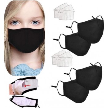 Mondmasker mondkapje Katoen | zwart | Face Mask | Bandanas Set 4 Stuks + 8 Filters