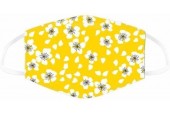 Mondkapje geel met witte bloemen-