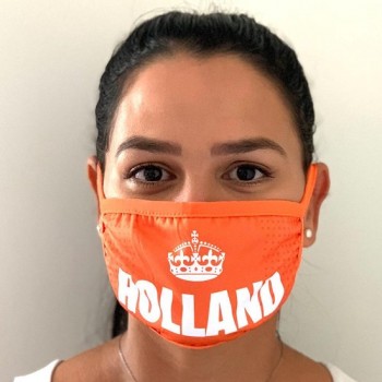 Oranje "HOLLAND" mondkapje van katoen en wasbaar
