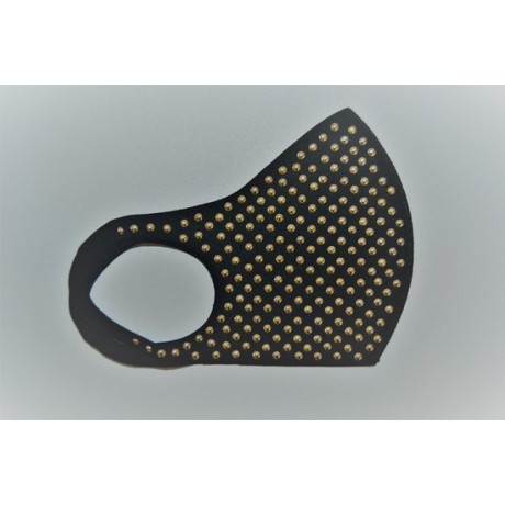 Comfort Face Mask zwart studs goud 100% katoen - Mondmasker - Mondkapje - Herbruikbaar & wasbaar - UV protection - studs goud