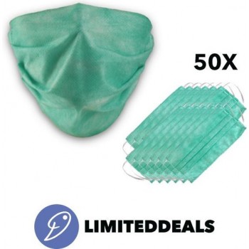 Betaalbaar Mondkapje SET 50 STUKS - Groen - Weggooi Maskers - Niet medische mondkapje - LimitedDeals