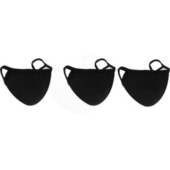 Mondkapje – Gezichtsmasker - Face Mask - Wasbaar – 3 Stuks - Zwart