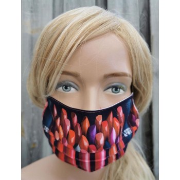 Limited Edition 2 laags katoenen mond-maskers mondkapjes 60C wasbaar Lipstick Zwart