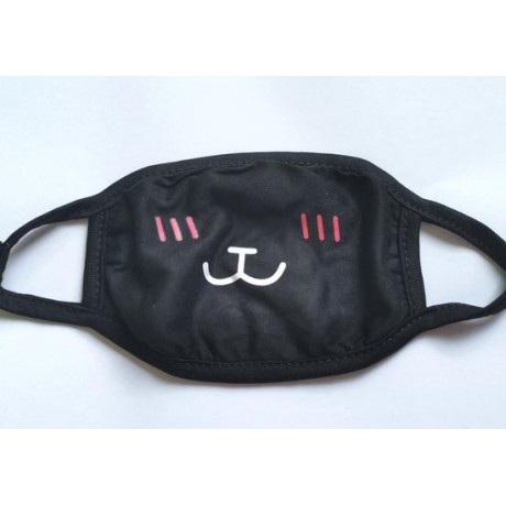 Zwart Mondkapje  - Mondmasker - Gezichtsmasker - 3-laags - Blozende Kattensnuit