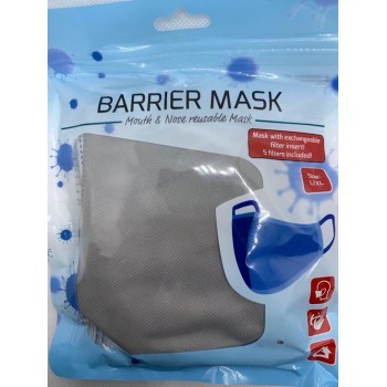 mondkapje wasbaar inclusief 5 filters hoge kwaliteit niet medisch / herbruikbaar  grijs/blauw