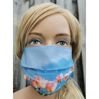 Limited Edition 2 laags katoenen mond-maskers mondkapjes 60C wasbaar Rode tulp