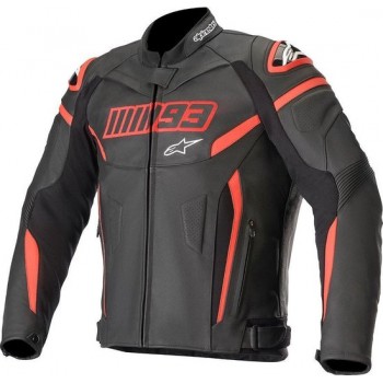 Alpinestars Twin Ring Black Red Leather Motorcycle Jacket 50