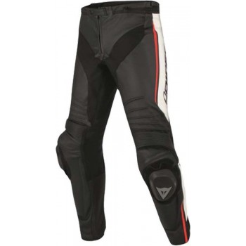Dainese Misano Leather Black White Fluo Red Leather Motorcycle Pants 54