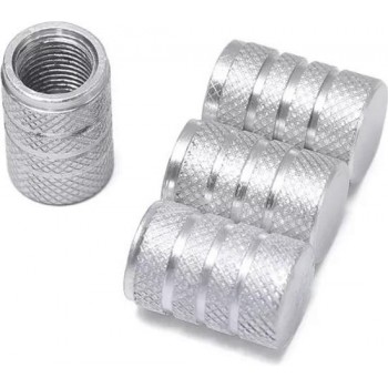 TT-products ventieldoppen 3-rings Silver aluminium 4 stuks zilver