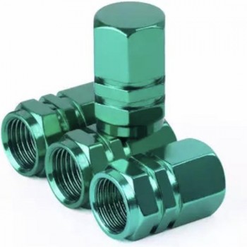 TT-products ventieldopppen hexagon green aluminium 4 stuks groen