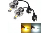2 STKS H4 6 W 400LM Auto LED driekant COB Chips Lamp Mistlamp Lamp Vervanging, (Wit Licht + Geel Licht)