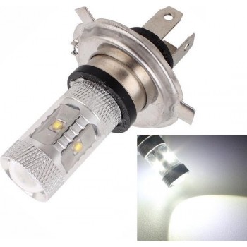 H4 30W 700LM 6500K wit licht 6 cree LED auto Foglight, constante stroom, DC12-24V (zilver + geel)